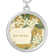 Vintage white jasmine flowers silver necklace necklaces