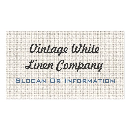 Vintage White Linen Business Cards (front side)