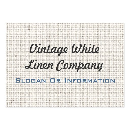 Vintage White Linen Business Cards (front side)
