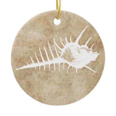 Vintage White Ocean Seahell Beach Christmas Ornaments