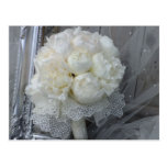 Vintage White Peonies Wedding Bouquet Postcard