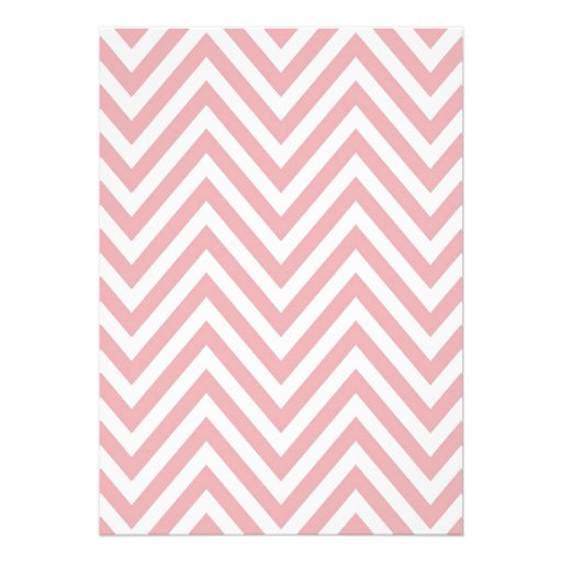 Vintage White & Pink Chevron Stripes Wedding Custom Invites
