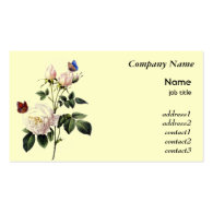 vintage white rose and butterflies business card template