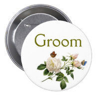 vintage white rose flowers bride or groom pin