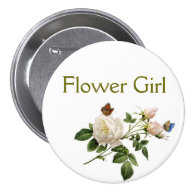 vintage white rose flowers flower girl buttons