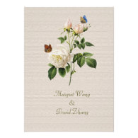 Vintage white rose flowers  save the date personalized announcement