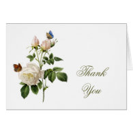 Vintage white rose flowers thank you greeting cards