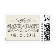 Vintage White Save the Date Wedding Postage