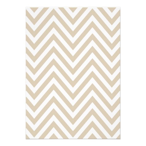 Vintage White Tan Neutral Chevron Stripes Wedding Card