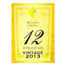 Vintage White Wine Table Number Cards