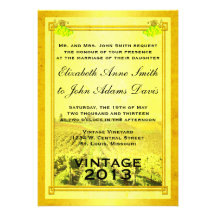 Vintage White Wine Vineyard Wedding Invitation