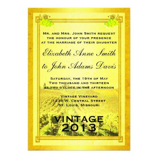 Vintage White Wine Vineyard Wedding Invitation