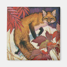 Vintage Wild Animals, Forest Creature, Red Fox Magnet