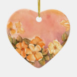 Vintage Wild Roses Heart Ornament