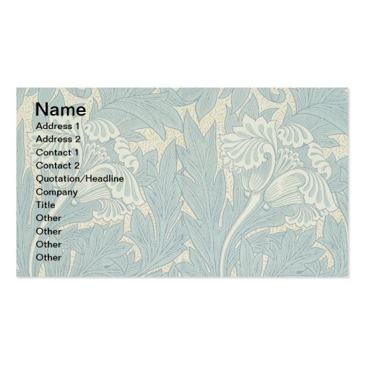 Vintage William Morris Tulip Floral Design Business Card Templates