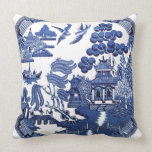 Vintage willow pattern throw pillows