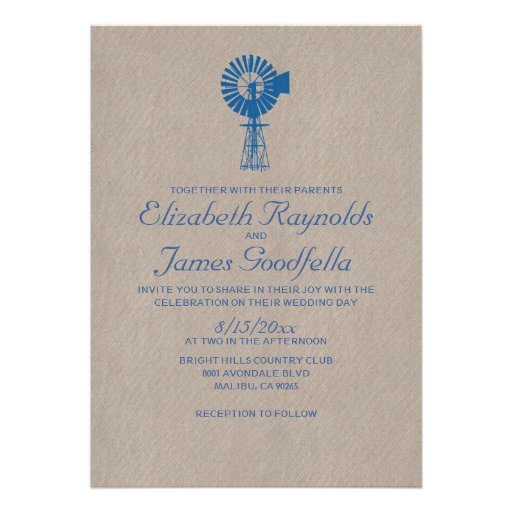 Vintage Windmill Wedding Invitations