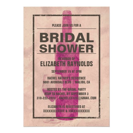 Vintage Wine Bottle Bridal Shower Invitations (front side)