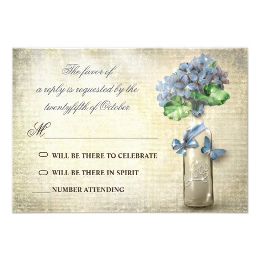 vintage wine bottle & flowers wedding rsvp custom invite