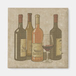 Vintage Wine Bottles Kitchen Magnet