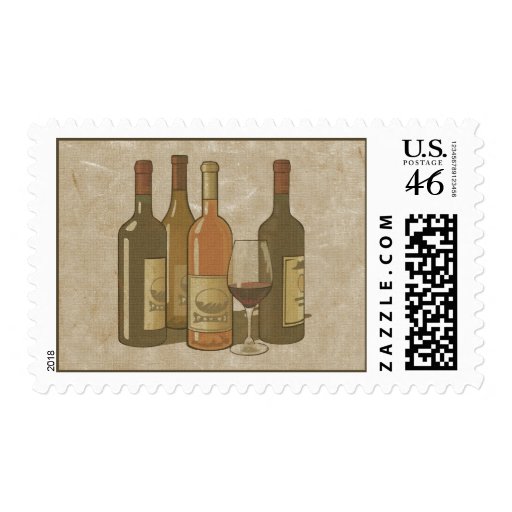 Vintage Wine Bottles Stamp