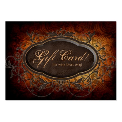 Vintage Wine Gift Card Certificate Leaves Business Cards (front side)