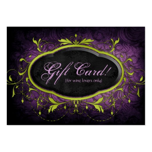 Vintage Wine Gift Card Certificate Leaves Lime Pur Business Card Template