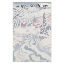 Vintage Winter Christmas Village with Trees, Snow Stationery Paper