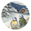 Vintage Winter Postcard With Birds sticker
