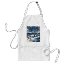 Vintage Winter Scene aprons by ChristmasCafe Vintage Winter Scene aprons