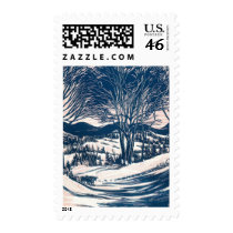 Vintage Winter Scene postage by ChristmasCafe Vintage Winter Scene postage
