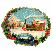Vintage Winter Scene Train & Station Cut Out