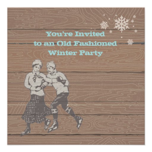 Vintage Winter Skating Party Invitations