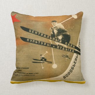 Vintage winter sports, Russian ski poster Pillow