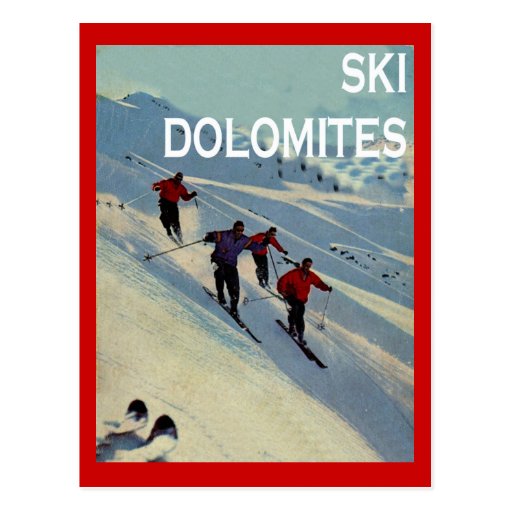 Vintage winter sports, Ski Italy, Dolomites Postcard | Zazzle