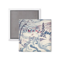Vintage Winter Village magnets by ChristmasCafe Vintage Winter Village magnets