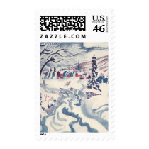 Vintage Winter Village postage by ChristmasCafe Vintage Winter Village postage
