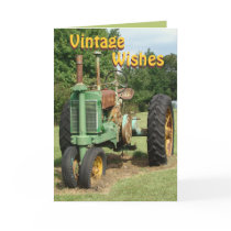 Vintage, WishesTractor-customize any occasion Cards