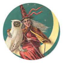 Vintage Witch and Owl Sticker by Vintage_Gifts Vintage Witch and Owl Sticker