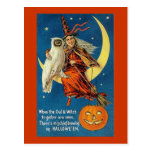 Vintage Witch Halloween Designs Postcard