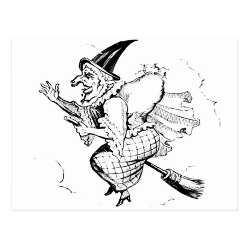 Vintage Witch Illustration Postcard Zazzle