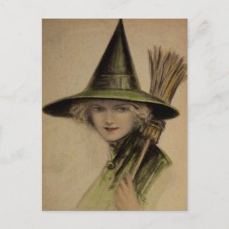 Vintage Witch Postcard postcard