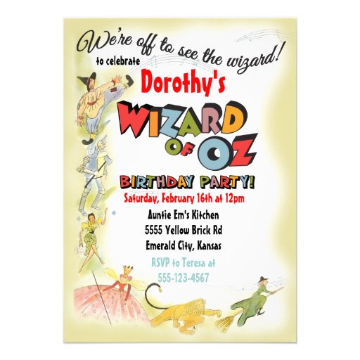 Vintage Wizard of Oz Birthday Party Invitations