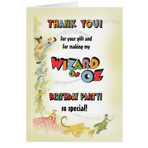 Vintage Wizard of Oz Birthday PartyThank You Cards | Zazzle