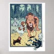 Vintage Wizard of Oz Characters Yellow Brick Road Poster
