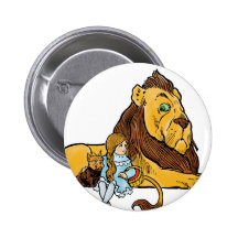 Vintage Wizard of Oz, Cowardly Lion, Dorothy, Toto Buttons