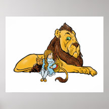 Vintage Wizard of Oz, Cowardly Lion, Dorothy, Toto Print