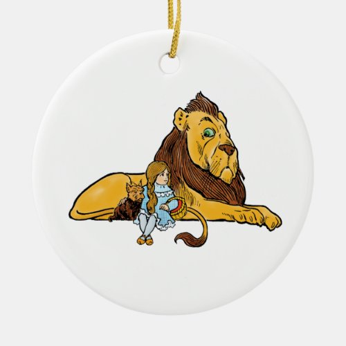 Vintage Wizard of Oz, Dorothy and Toto with Lion Ceramic Ornament
