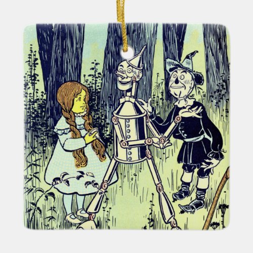 Vintage Wizard of Oz, Dorothy Meets the Tinman Ceramic Ornament