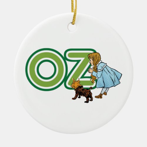 Vintage Wizard of Oz Dorothy Toto with BIG Letters Ceramic Ornament